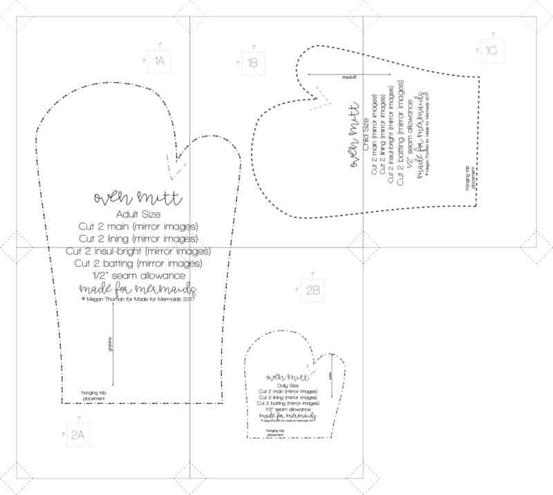 FREE PDF PATTERN- Oven Mitt Pattern for Adults, Kids & Dolls
