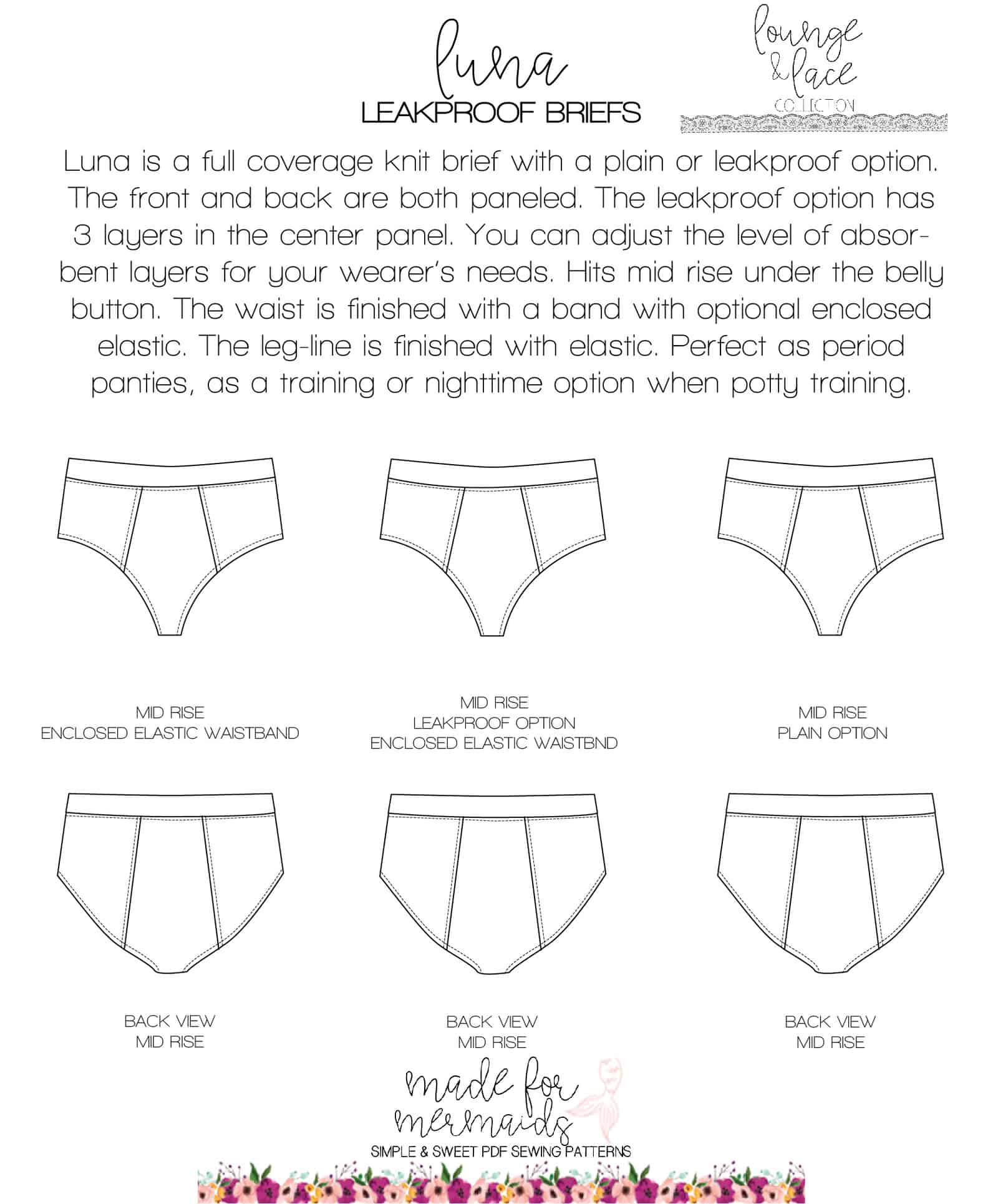 Lounge & Lace Collection- Youth Luna Leakproof Briefs