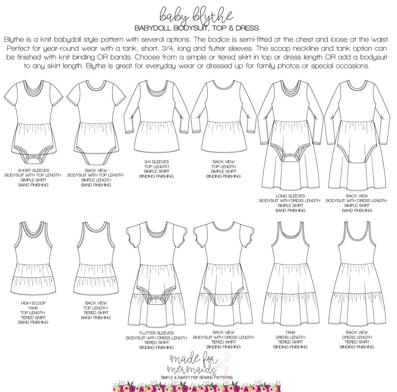 Baby Blythe Bodysuit, Top & Dress