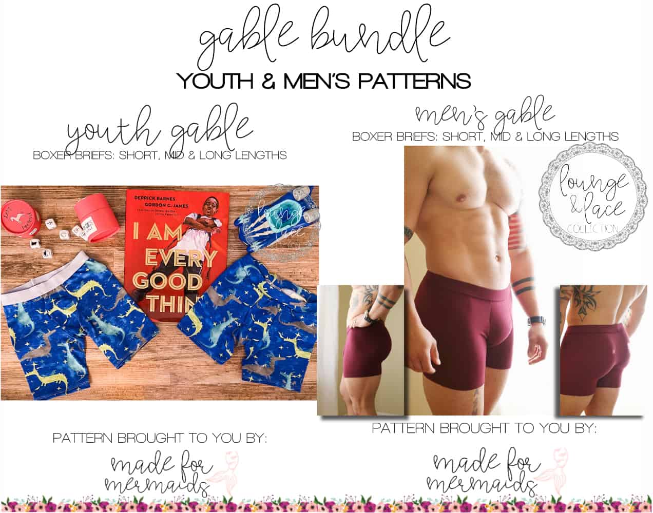 Lounge & Lace Collection Bundle- Youth & Men’s Gable Boxer Brief Patterns
