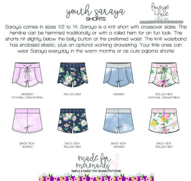 SARAYA BUNDLE Lounge & Lace Collection- Youth & Women’s Saraya Shorts