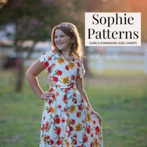 Sophie Patterns (girl's standards size chart)